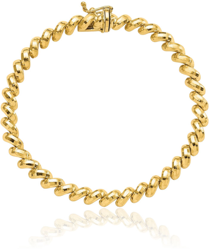 14K Solid Yellow Gold San Marco Chain Bracelet