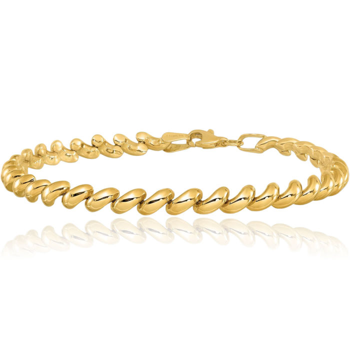 14K Solid Yellow Gold San Marco Chain Bracelet