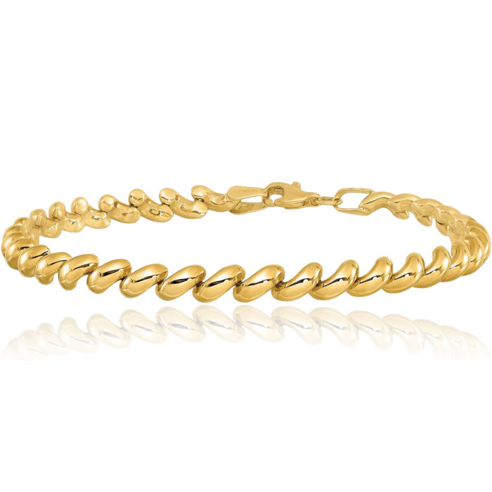 14K Solid Yellow Gold San Marco Chain Bracelet