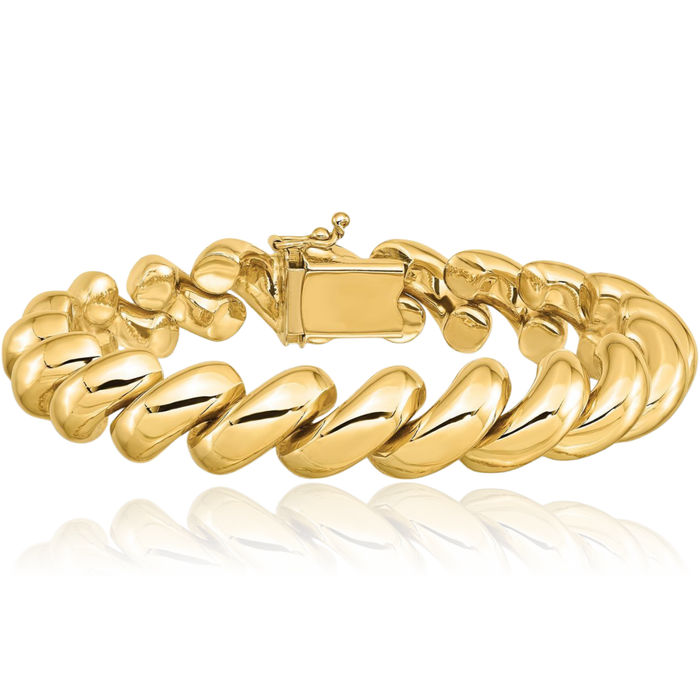 14K Solid Yellow Gold San Marco Chain Bracelet