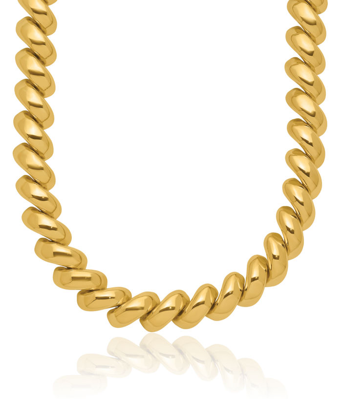 14K Solid Yellow Gold San Marco Chain Necklace