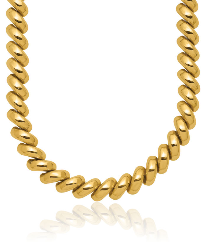 14K Solid Yellow Gold San Marco Chain Necklace