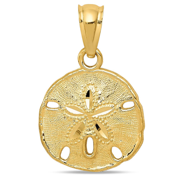 14K Yellow Gold Sand Dollar Sea Star Starfish Necklace