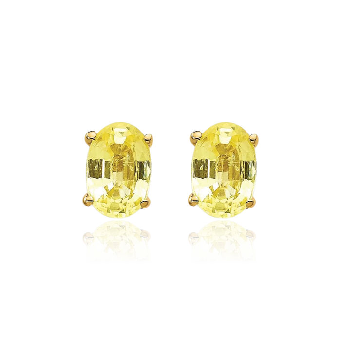 14K Solid Yellow Gold Sapphire Studs Gemstone Solitaire Earrings November Birthstone Jewelry