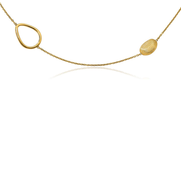 14K Solid Yellow Gold Scratch Finish Bead Ball Chain Necklace