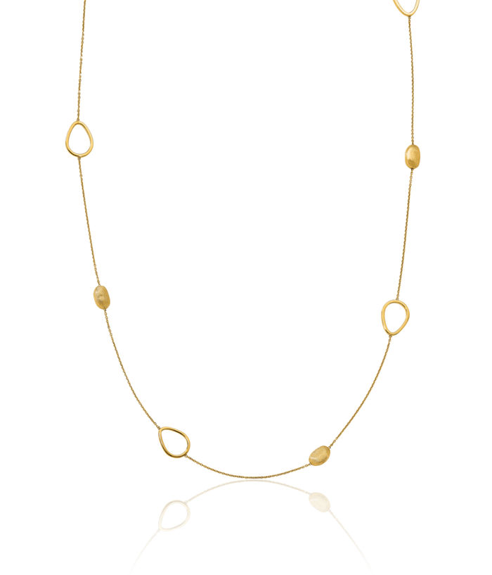 14K Solid Yellow Gold Scratch Finish Bead Ball Chain Necklace