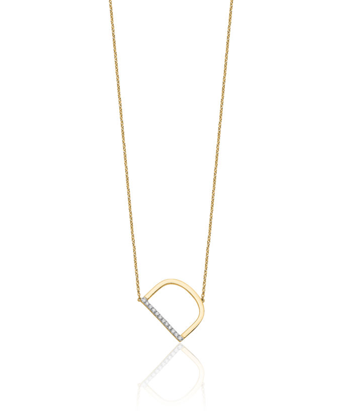 14K Solid Yellow Gold Sideways Diamond Dainty Letter D Initial Name Monogram Chain Necklace