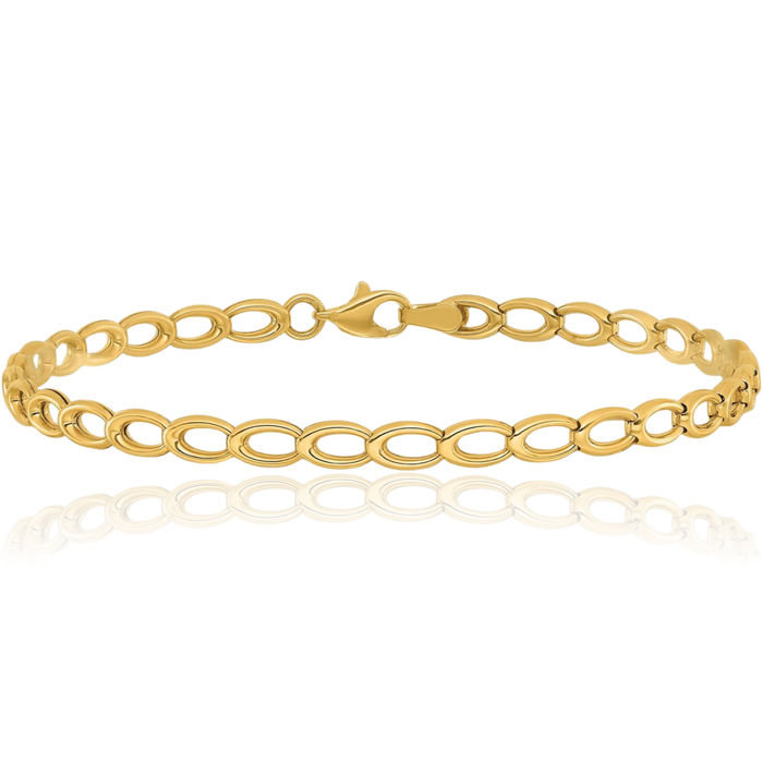 14K Solid Yellow Gold Single Link Chain Charm Bracelet