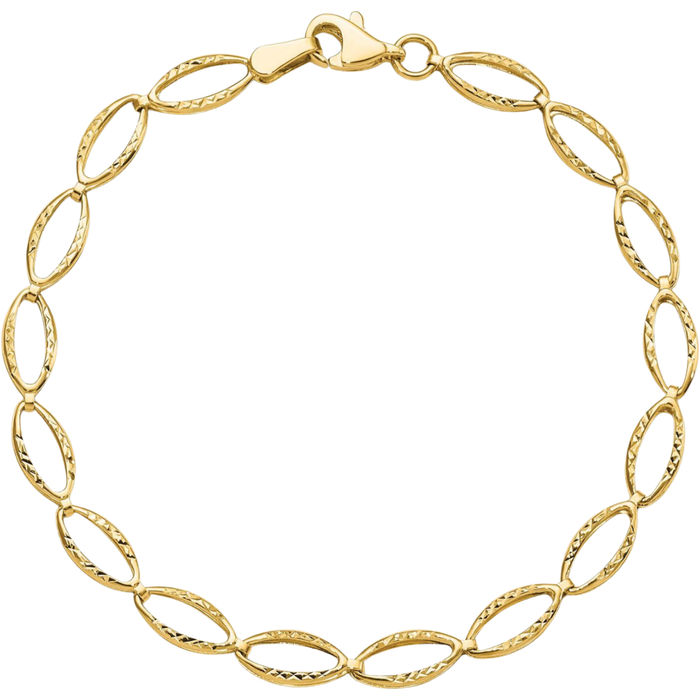 14K Solid Yellow Gold Single Link Chain Charm Bracelet