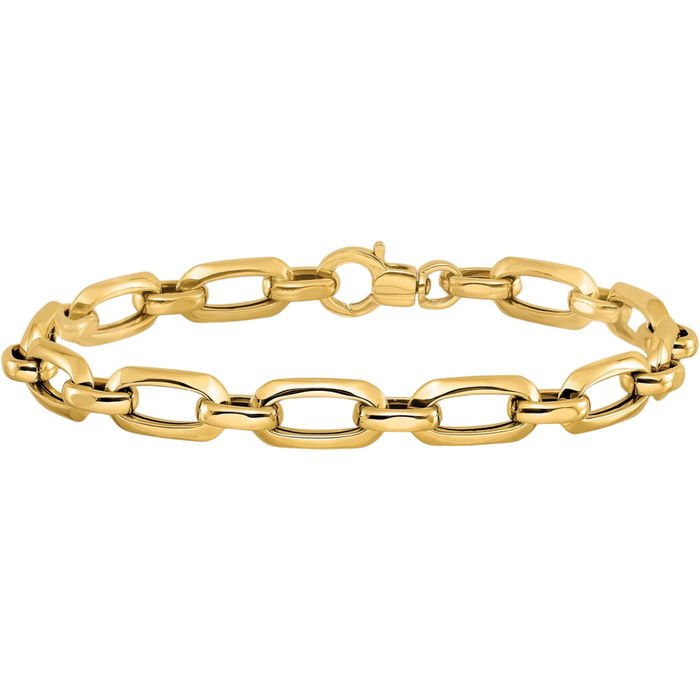 14K Solid Yellow Gold Single Link Chain Charm Bracelet