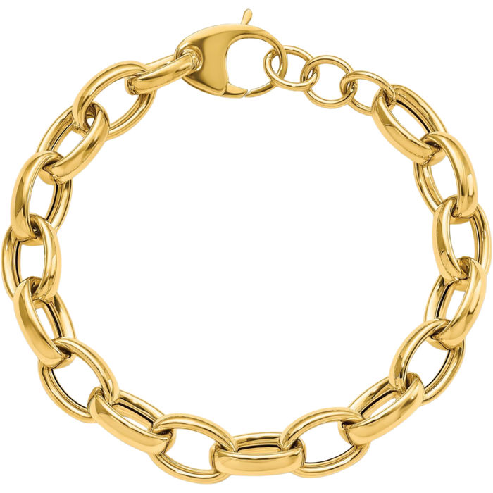 14K Solid Yellow Gold Single Link Chain Charm Bracelet