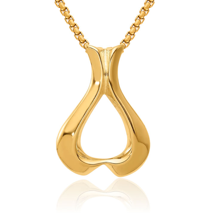 14K Solid Yellow Gold Slide Chain Necklace Pendant Charm