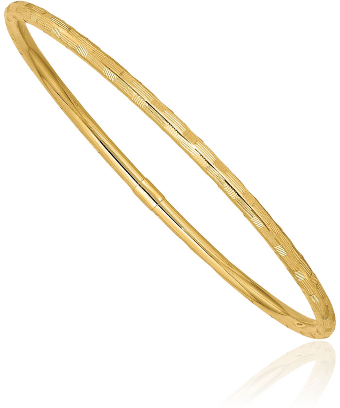 14K Solid Yellow Gold Slip On Bangle Bracelet