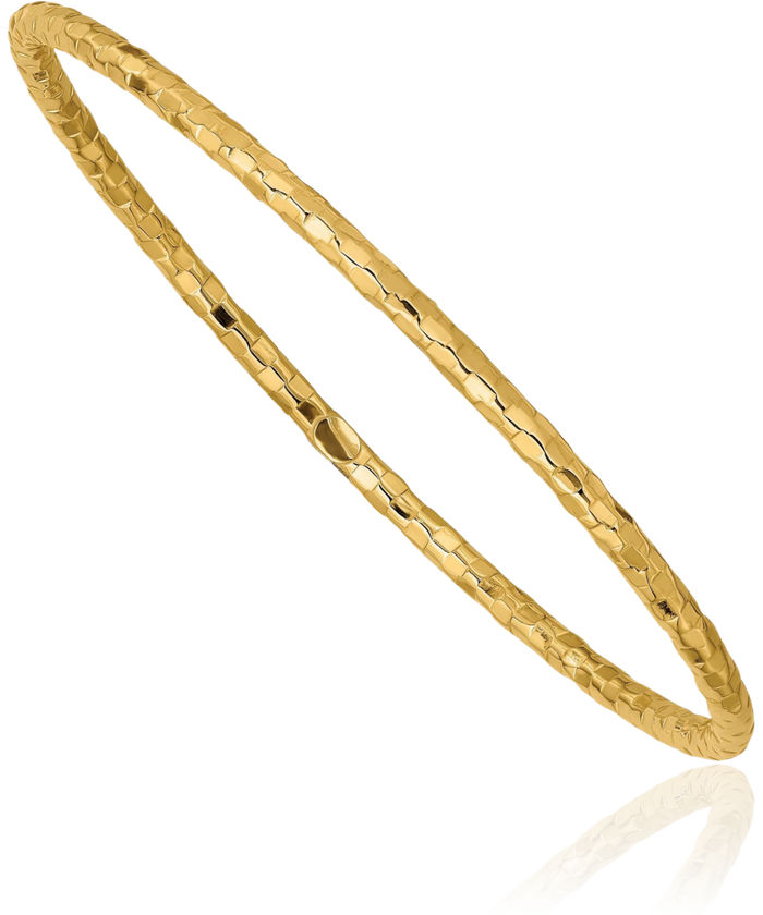 14K Solid Yellow Gold Slip On Bangle Bracelet