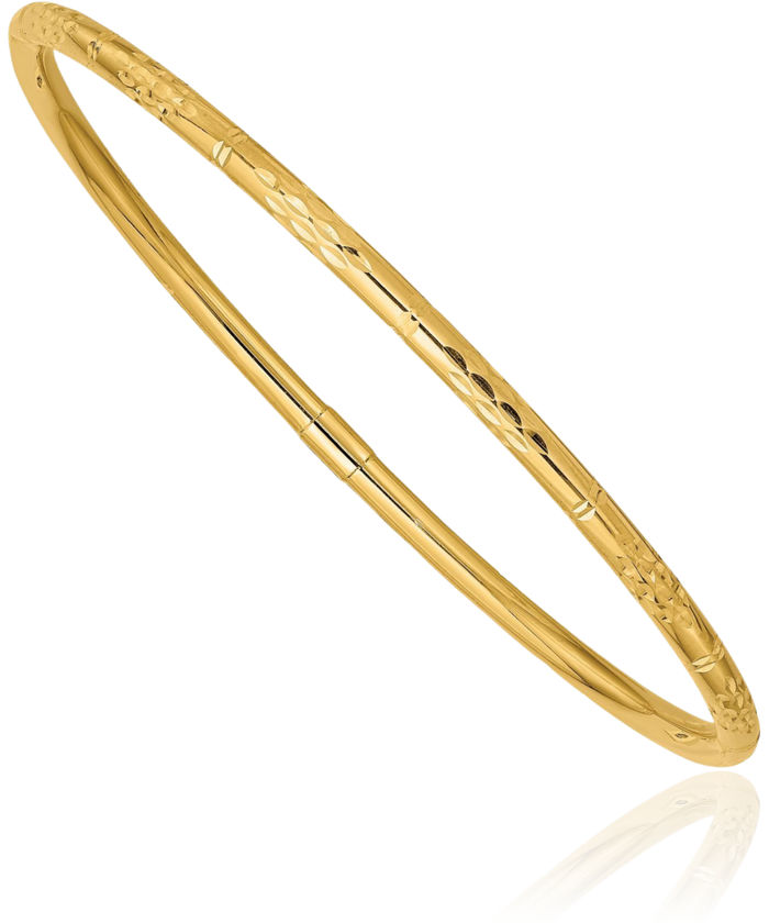 14K Solid Yellow Gold Slip On Bangle Bracelet