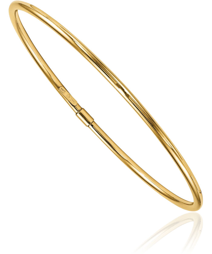 14K Solid Yellow Gold Slip On Bangle Bracelet