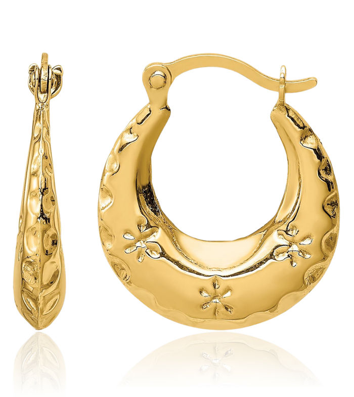 14K Solid Yellow Gold Small Hoop Earrings