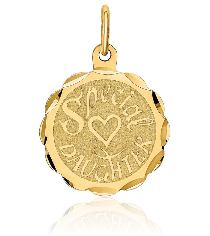 14K Solid Yellow Gold Special Daughter Necklace Chain Pendant Charm