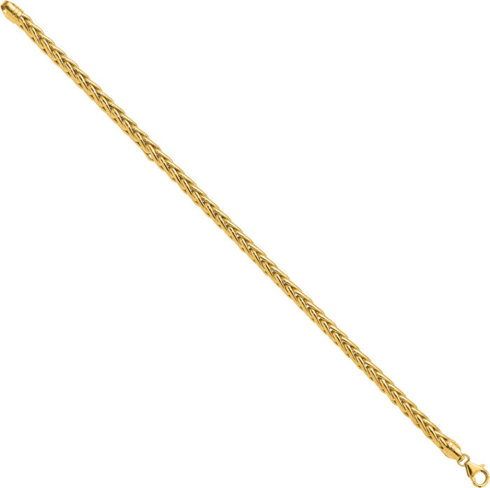 14K Solid Yellow Gold Spiga Wheat Link Chain Bracelet