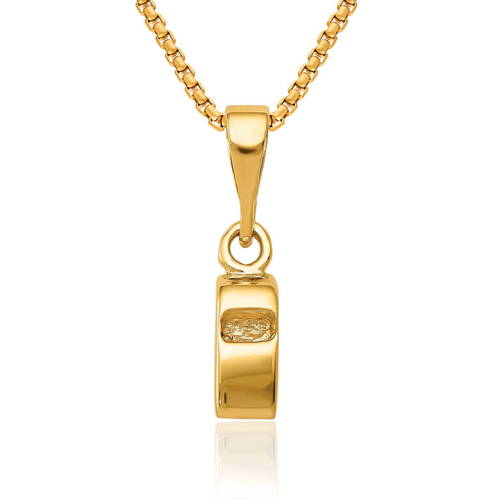 14K Solid Yellow Gold Sports Whistle Necklace Chain Pendant Charm