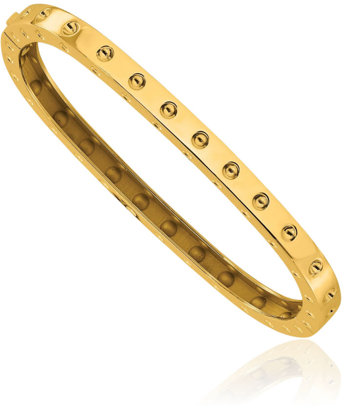 14K Solid Yellow Gold Square 4.7mm Bangle Bracelet