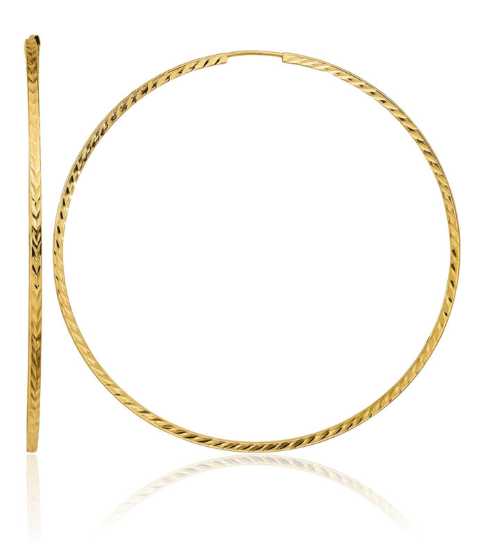 14K Solid Yellow Gold Square Tube Endless Round Extra Large Hoop Earrings