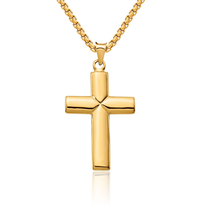 14K Solid Yellow Gold Stamping Latin Mexican Holy Cross Necklace Religious Chain Pendant Jesus Christ Charm