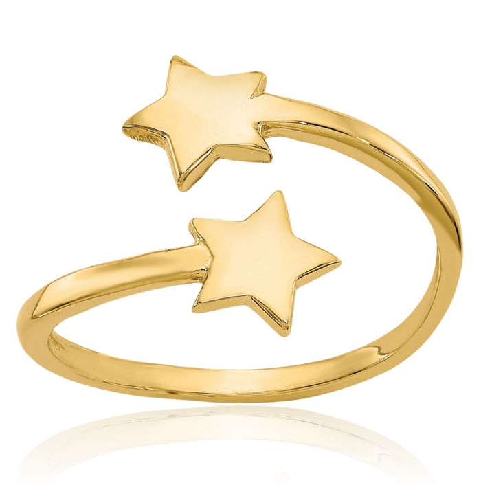 14K Solid Yellow Gold Star Adjustable Toe Ring Open Midi Band Summer Beach Jewelry