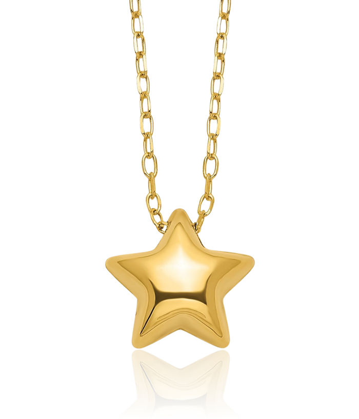 14K Solid Yellow Gold Star Necklace Chain