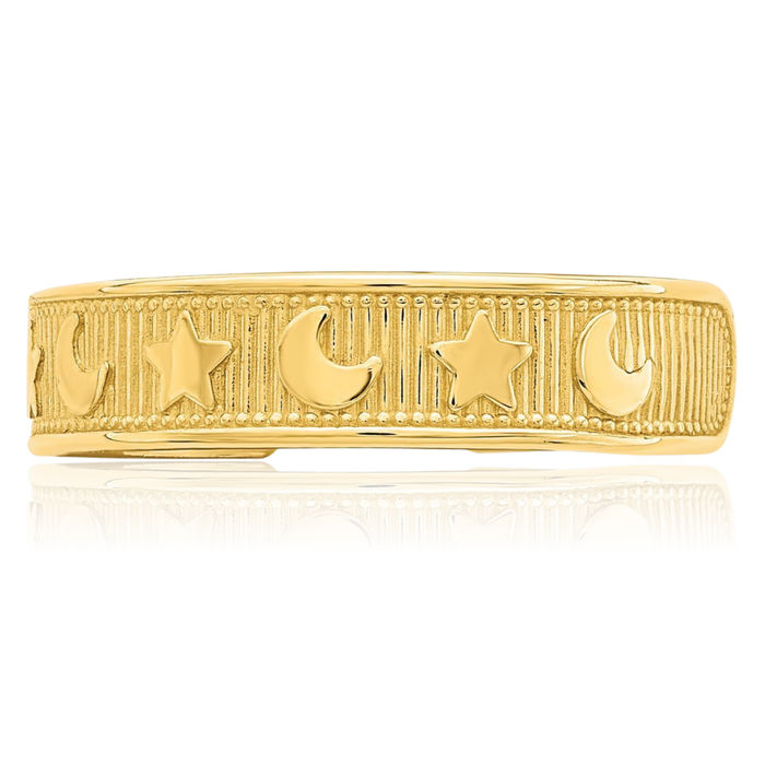 14k Yellow Gold Solid Moon and Stars Toe Ring 14k Yellow Gold Solid Moon and Stars Toe Ring