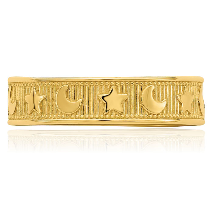 14k Yellow Gold Solid Moon and Stars Toe Ring 14k Yellow Gold Solid Moon and Stars Toe Ring