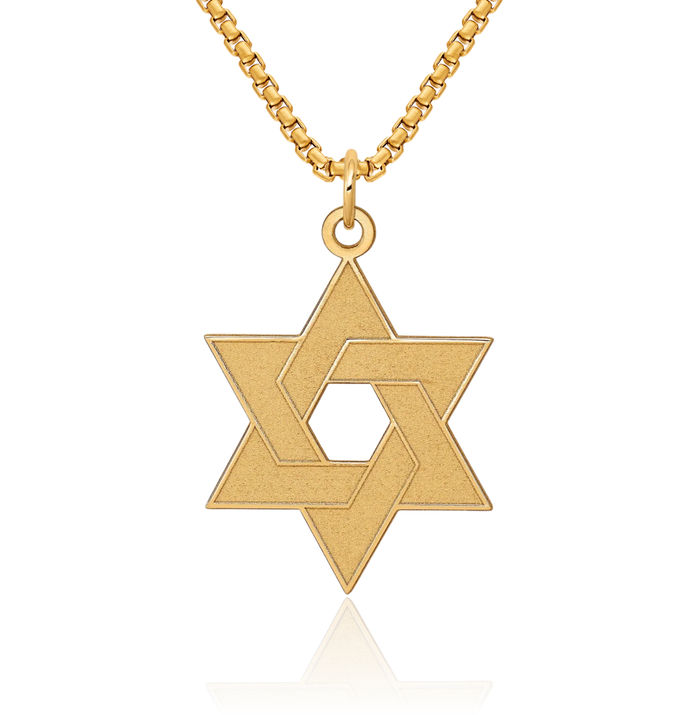 14K Solid Yellow Gold Star of David Jewish Magen Necklace Judaica Religious Chain Pendant Israel Charm