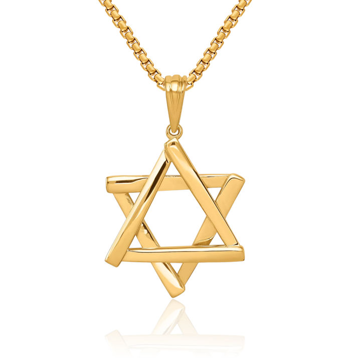 14K Solid Yellow Gold Star of David Jewish Magen Necklace Judaica Religious Chain Pendant Israel Charm