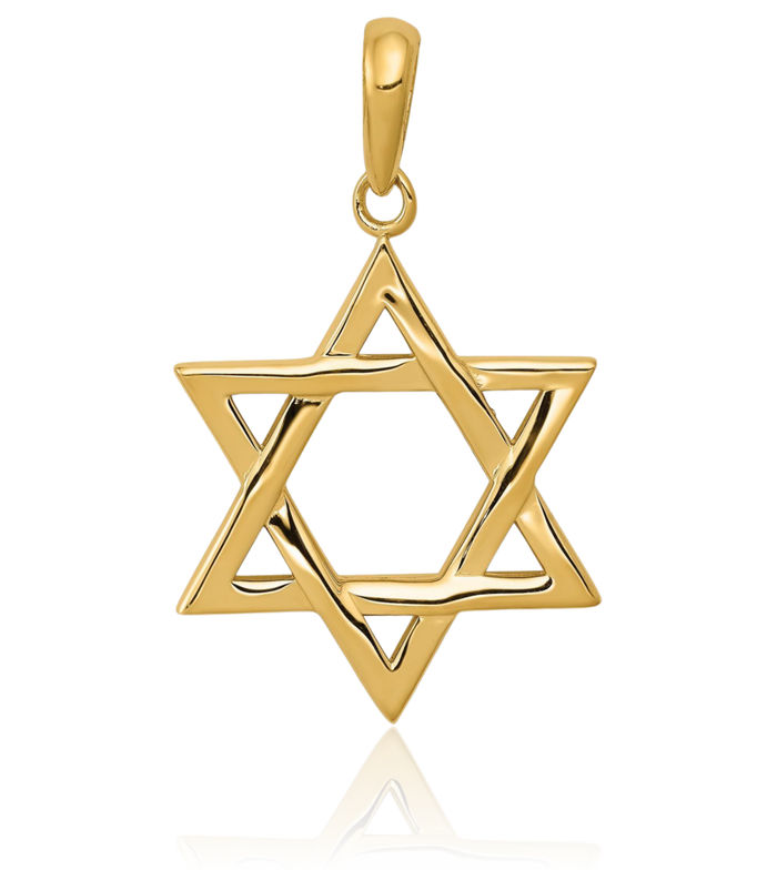 14K Solid Yellow Gold Star of David Jewish Magen Necklace Judaica Religious Chain Pendant Israel Charm