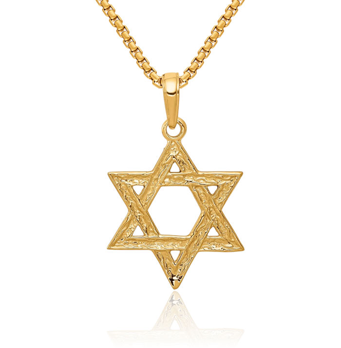 14K Solid Yellow Gold Star of David Jewish Magen Necklace Judaica Religious Chain Pendant Israel Charm