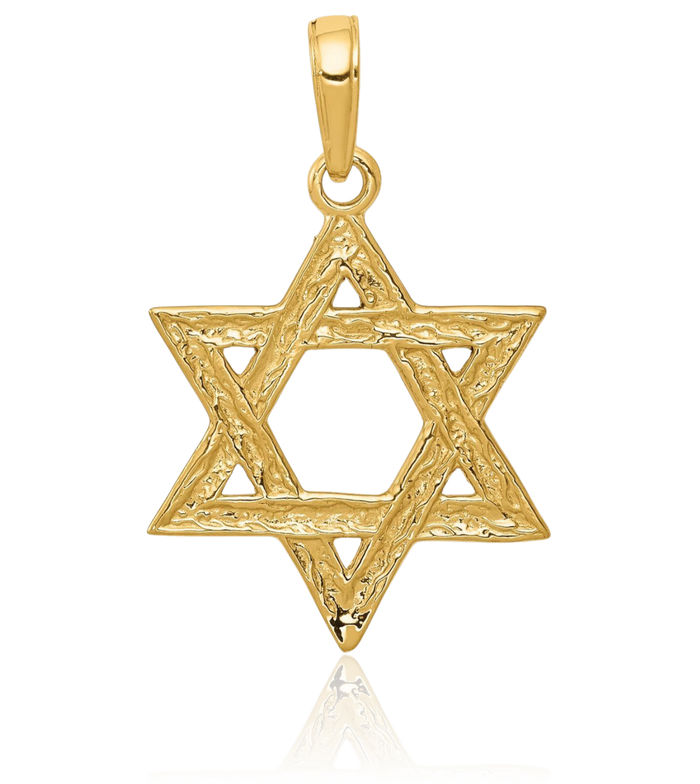 14K Solid Yellow Gold Star of David Jewish Magen Necklace Judaica Religious Chain Pendant Israel Charm