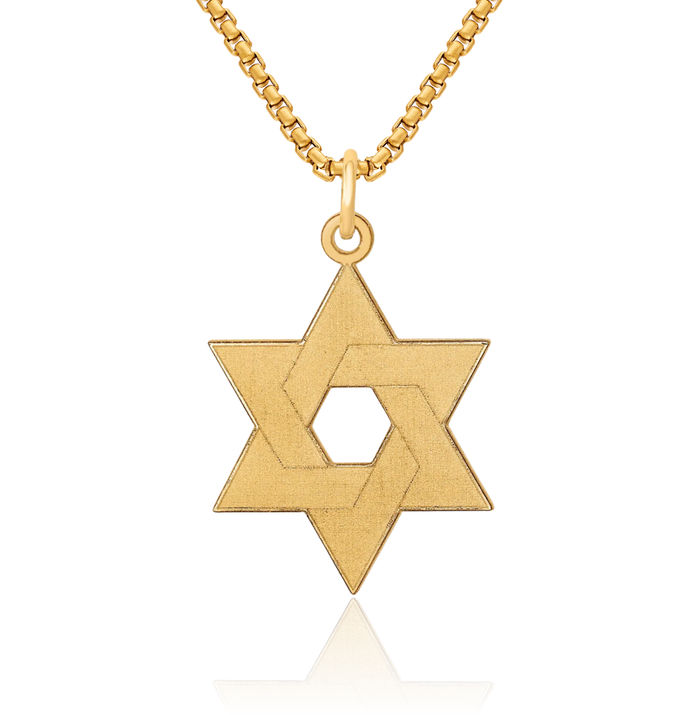 14K Solid Yellow Gold Star of David Jewish Magen Necklace Judaica Religious Chain Pendant Israel Charm