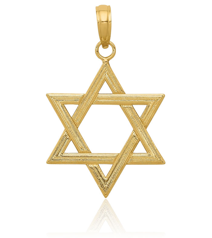 14K Solid Yellow Gold Star of David Jewish Magen Necklace Judaica Religious Chain Pendant Israel Charm