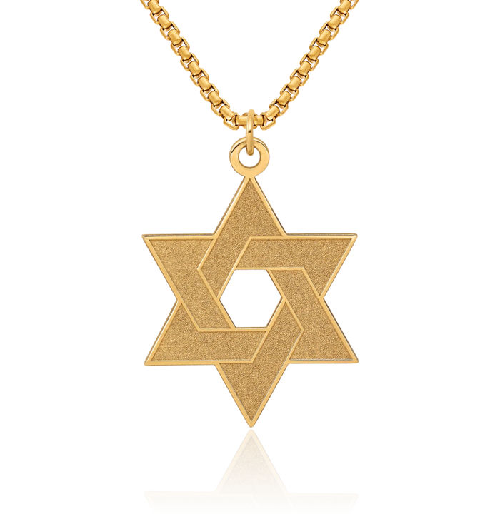 14K Solid Yellow Gold Star of David Jewish Magen Necklace Judaica Religious Chain Pendant Israel Charm