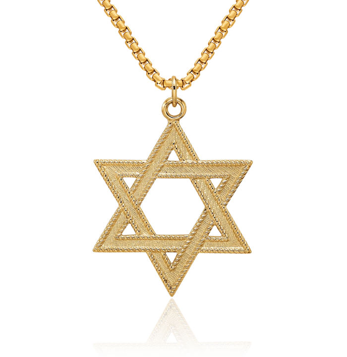 14K Solid Yellow Gold Star of David Jewish Magen Necklace Judaica Religious Chain Pendant Israel Charm