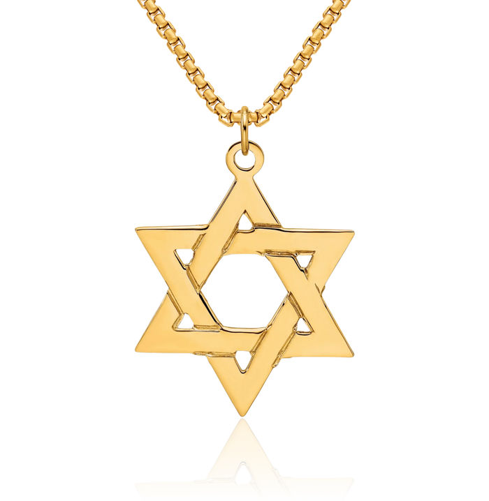 14K Solid Yellow Gold Star of David Jewish Magen Necklace Judaica Religious Chain Pendant Israel Charm