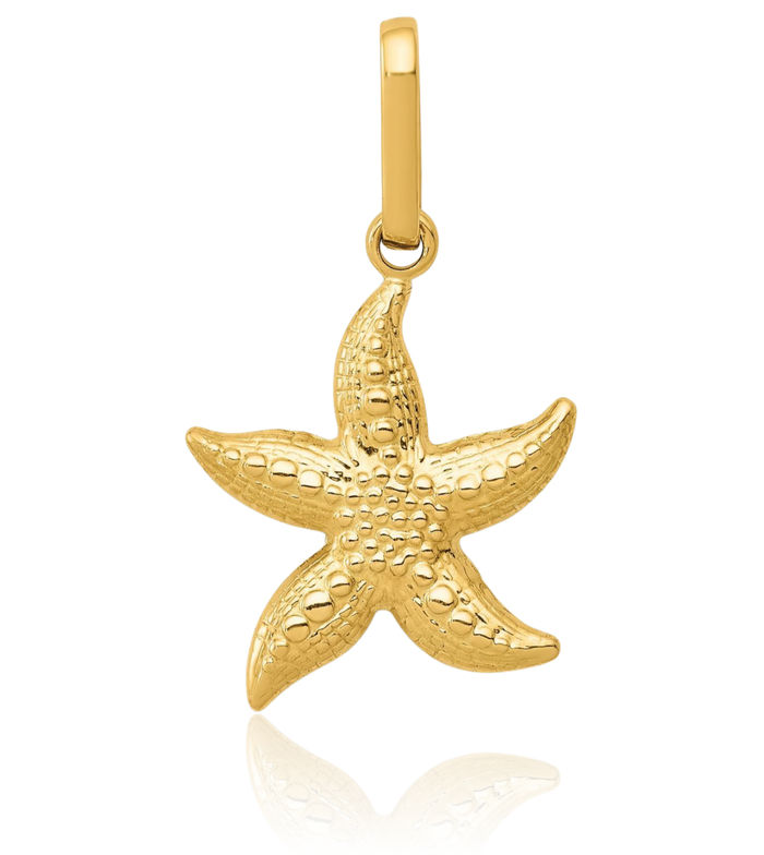 14K Solid Yellow Gold Starfish Necklace Chain Pendant Charm