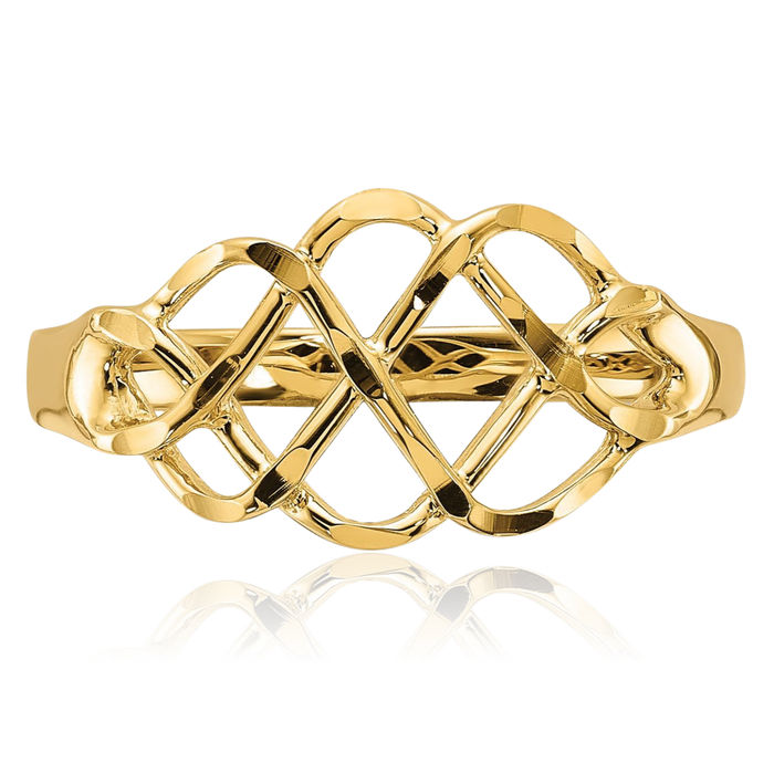 14K Solid Yellow Gold Statement Ring
