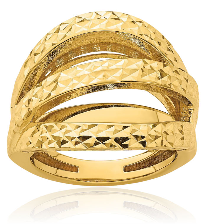 14K Solid Yellow Gold Statement Ring