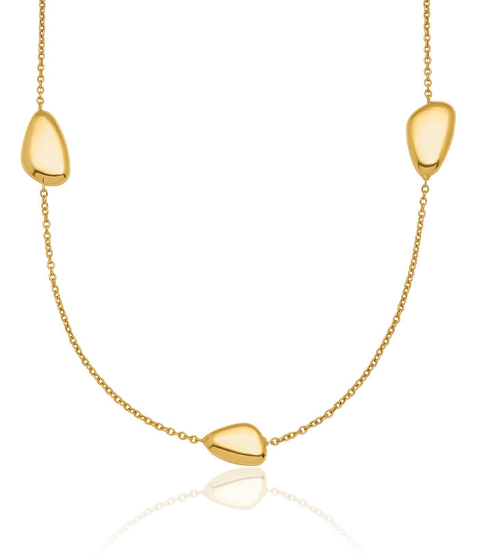 14K Solid Yellow Gold Contemporary Station Geometric Necklace Chain