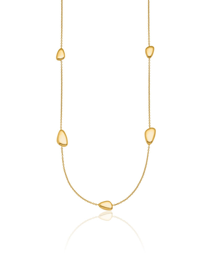 14K Solid Yellow Gold Contemporary Station Geometric Necklace Chain