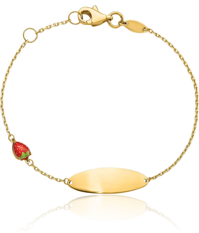 14K Solid Yellow Gold Strawberry ID Chain Bracelet