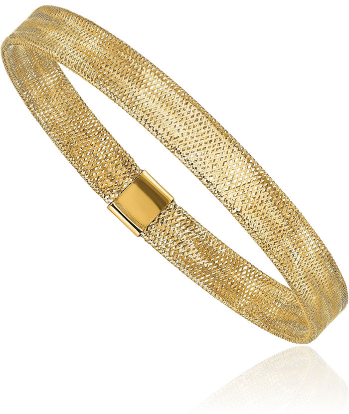 14K Solid Yellow Gold Stretch Bangle Bracelet