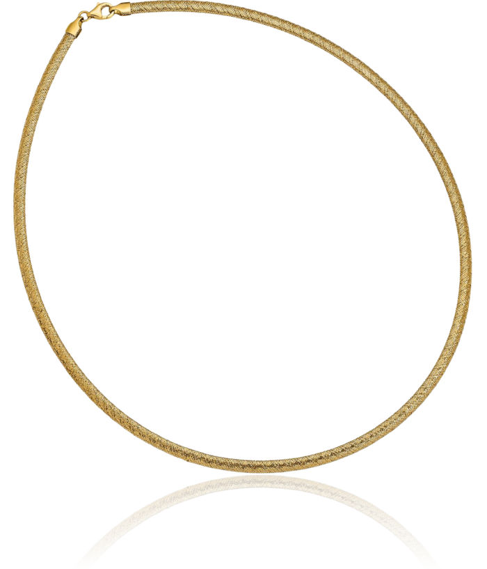 14K Solid Yellow Gold Stretch Popcorn Mesh Chain Necklace