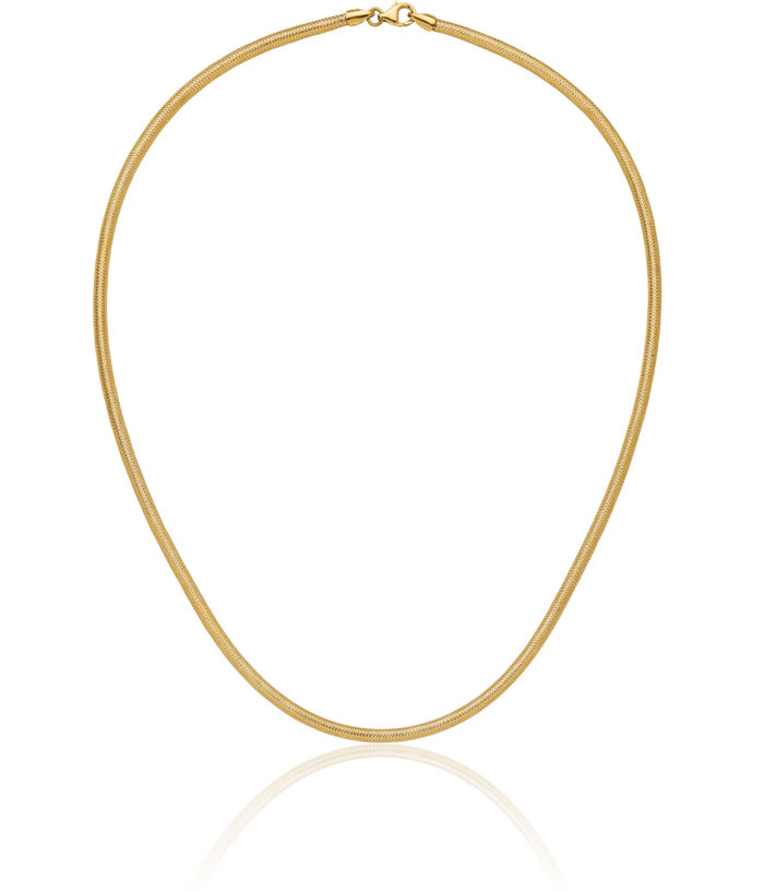 14K Solid Yellow Gold Stretch Popcorn Mesh Chain Necklace